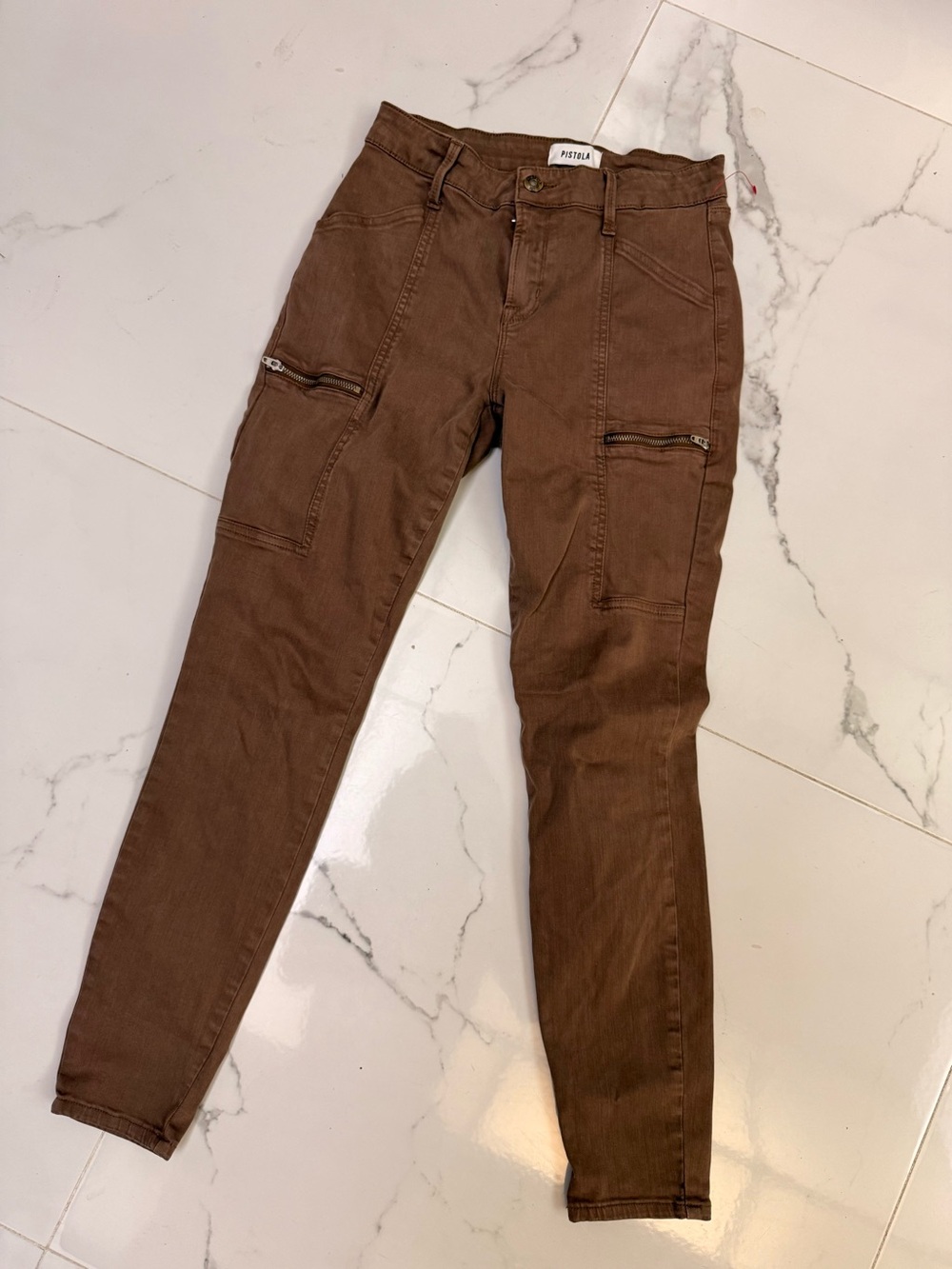pistola brown cargo skinny pants